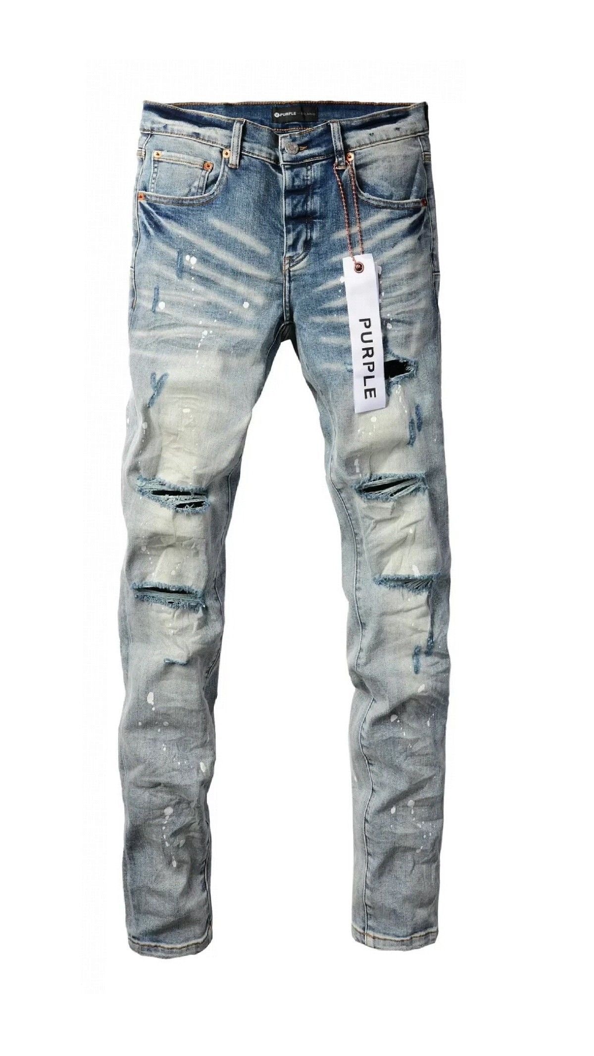 Purple Brand Light Wash Distressed Jeans – Paint Splatter