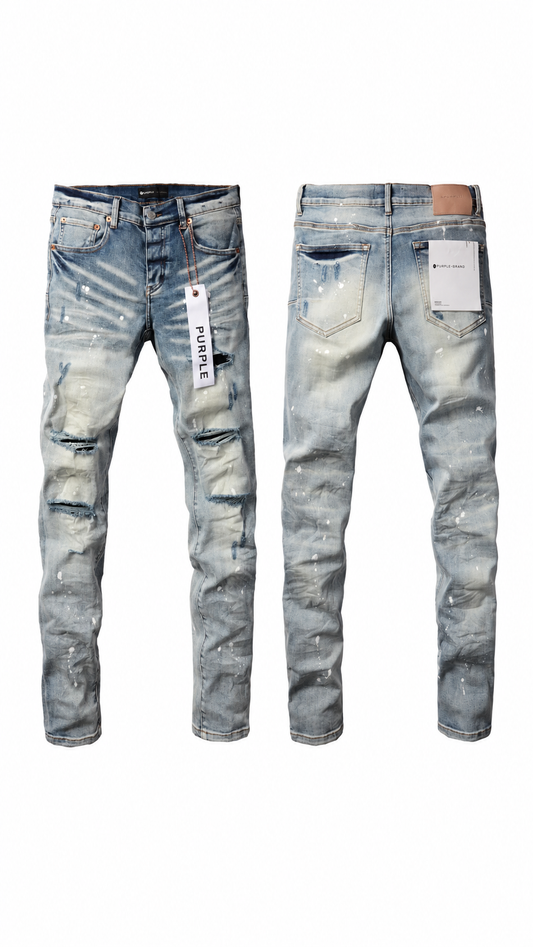 Purple Brand Light Wash Distressed Jeans – Paint Splatter